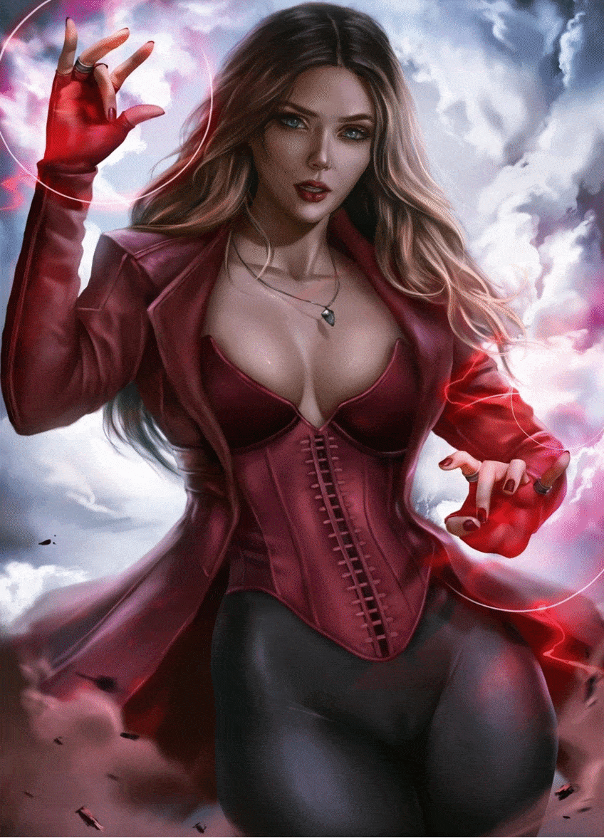 Scarlet Witch and Elizabeth Olsen Nude Shaved Pussy No Panties Pussy