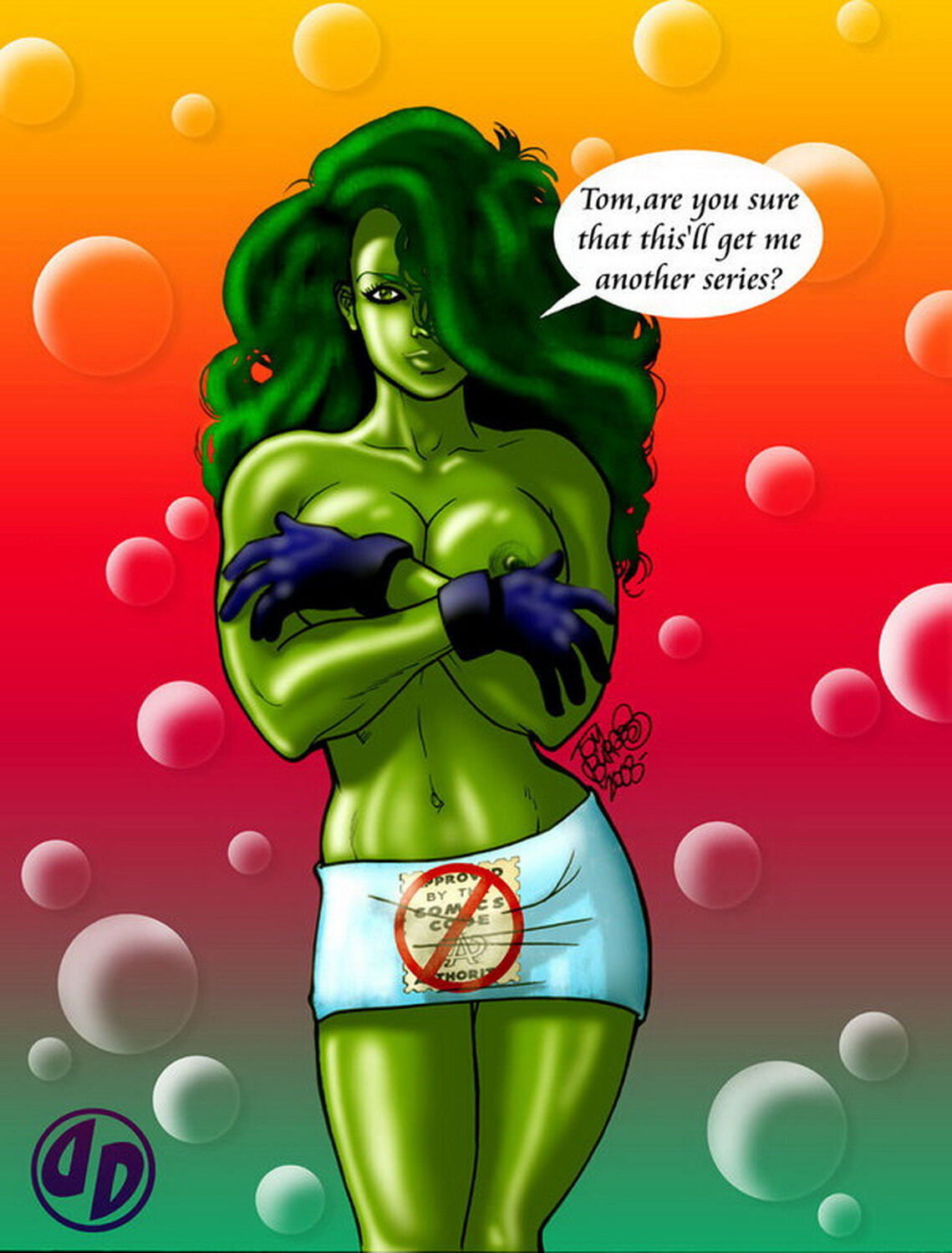 She-Hulk Female Only Topless Tits Big Breast Solo Nipples