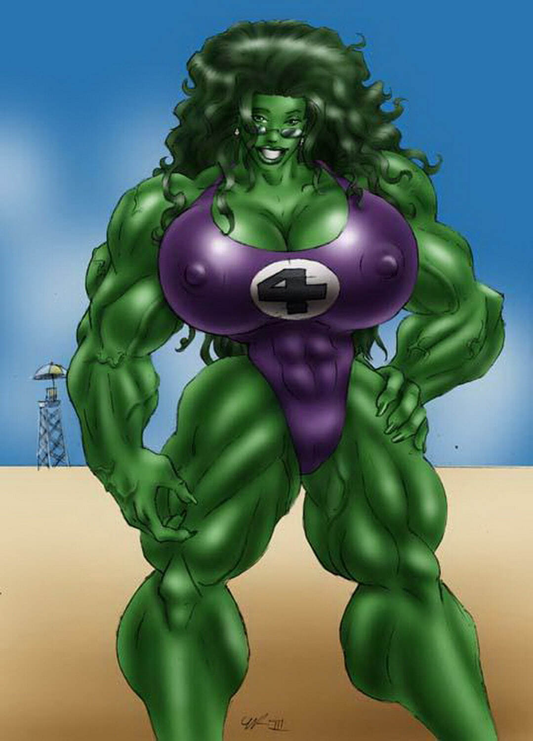 She-Hulk Muscular Female Muscle Tits Busty