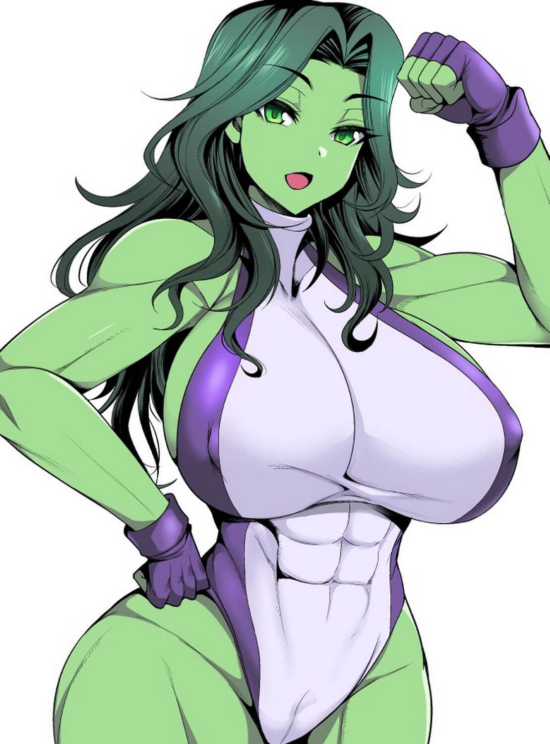 She-Hulk Superheroine Nipples Female Only Big Breast Solo