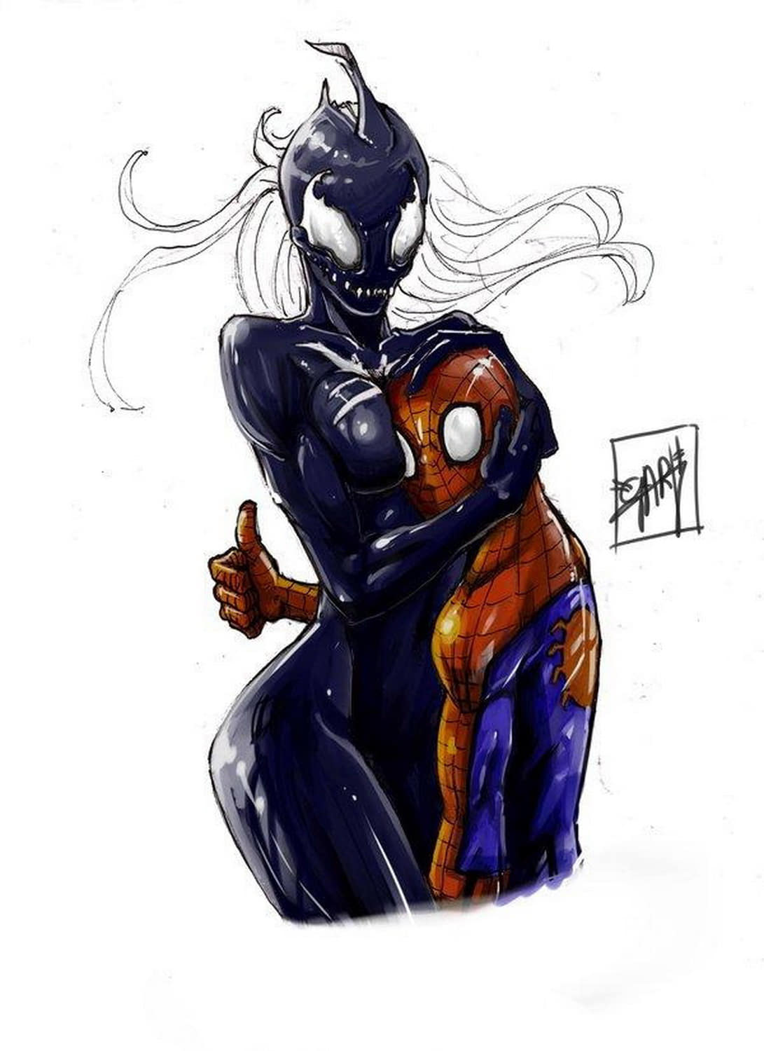 She-Venom and Symbiote Busty Legs Femdom Big Breast Alien Tits