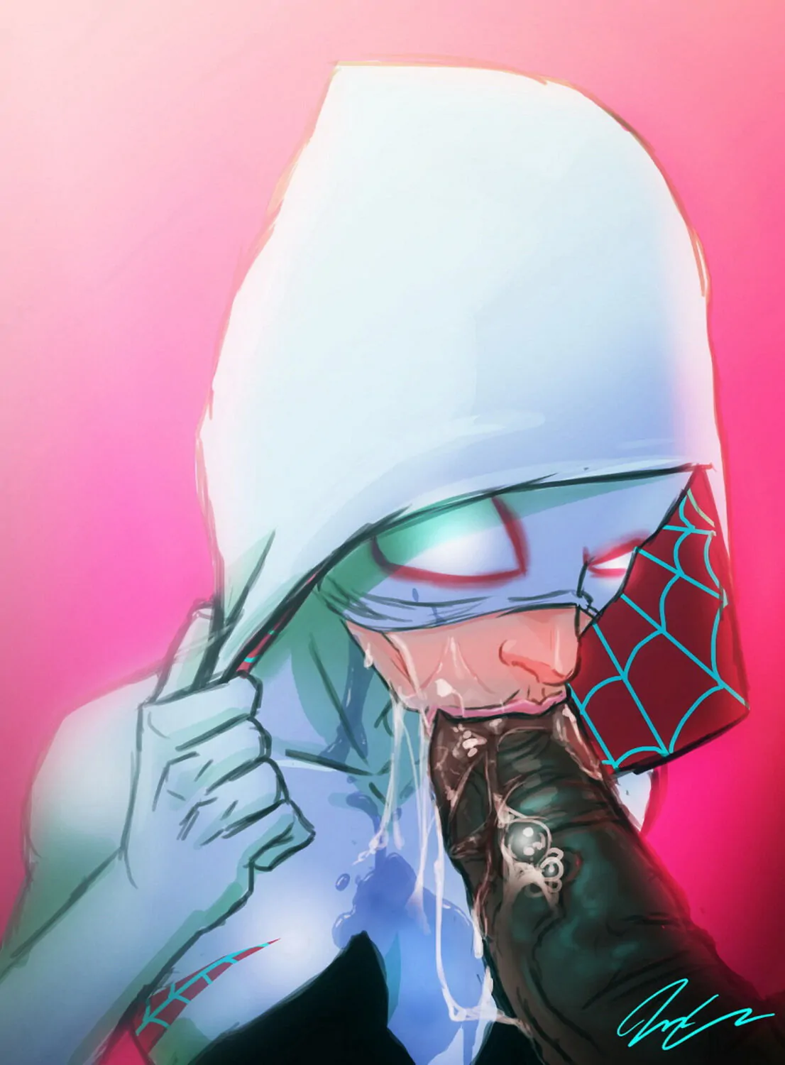 Spider-Gwen and Gwen Stacy Cum Everywhere Cum Oral Penis Sex