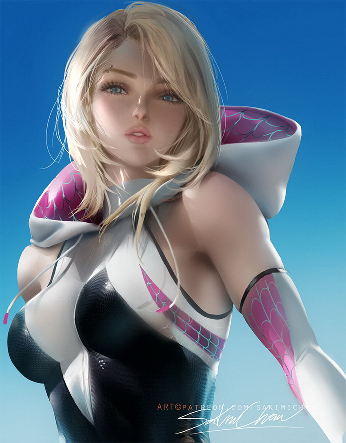 Spider-Gwen and Gwen Stacy Piercing Solo Female Only Blonde