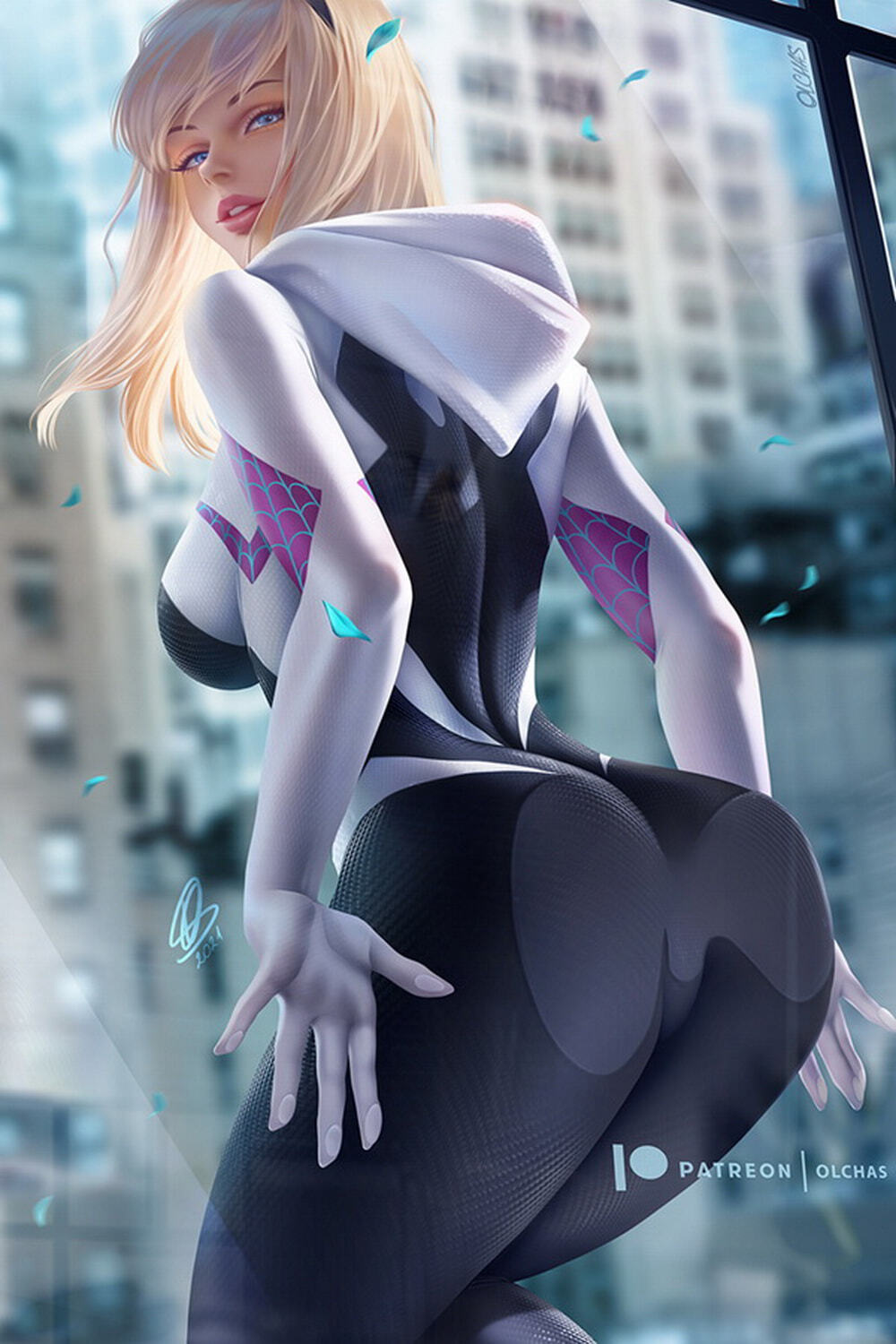 Spider-Gwen and Gwen Stacy Solo Superheroine Female Only Big Breast