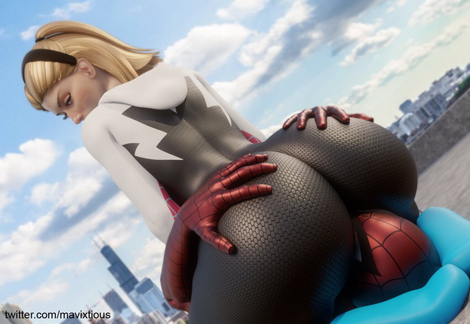 Spider-Gwen and Spider-Man Huge Ass