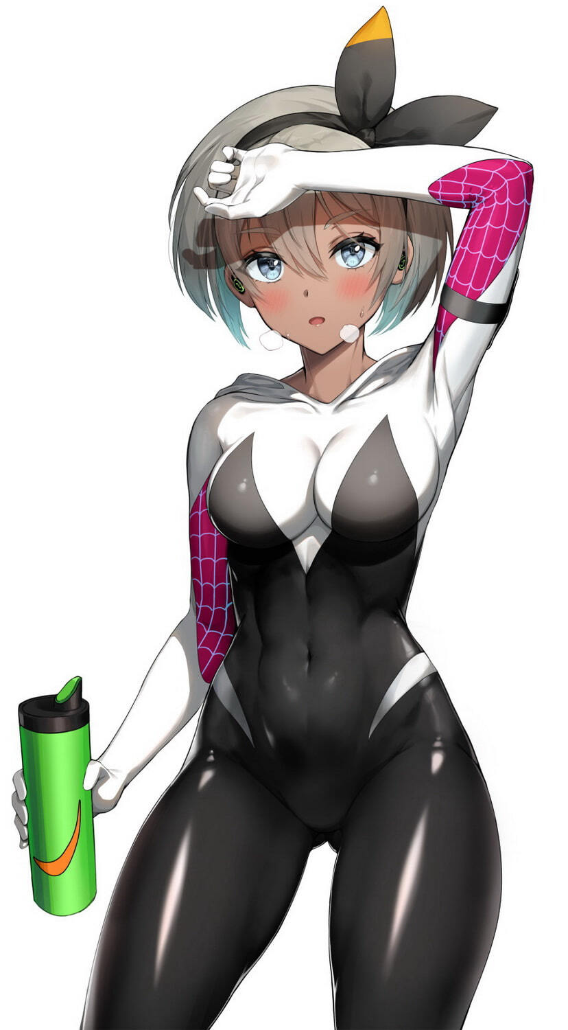 Spider-Gwen Tits Muscular Dark Skin Solo Muscular Female