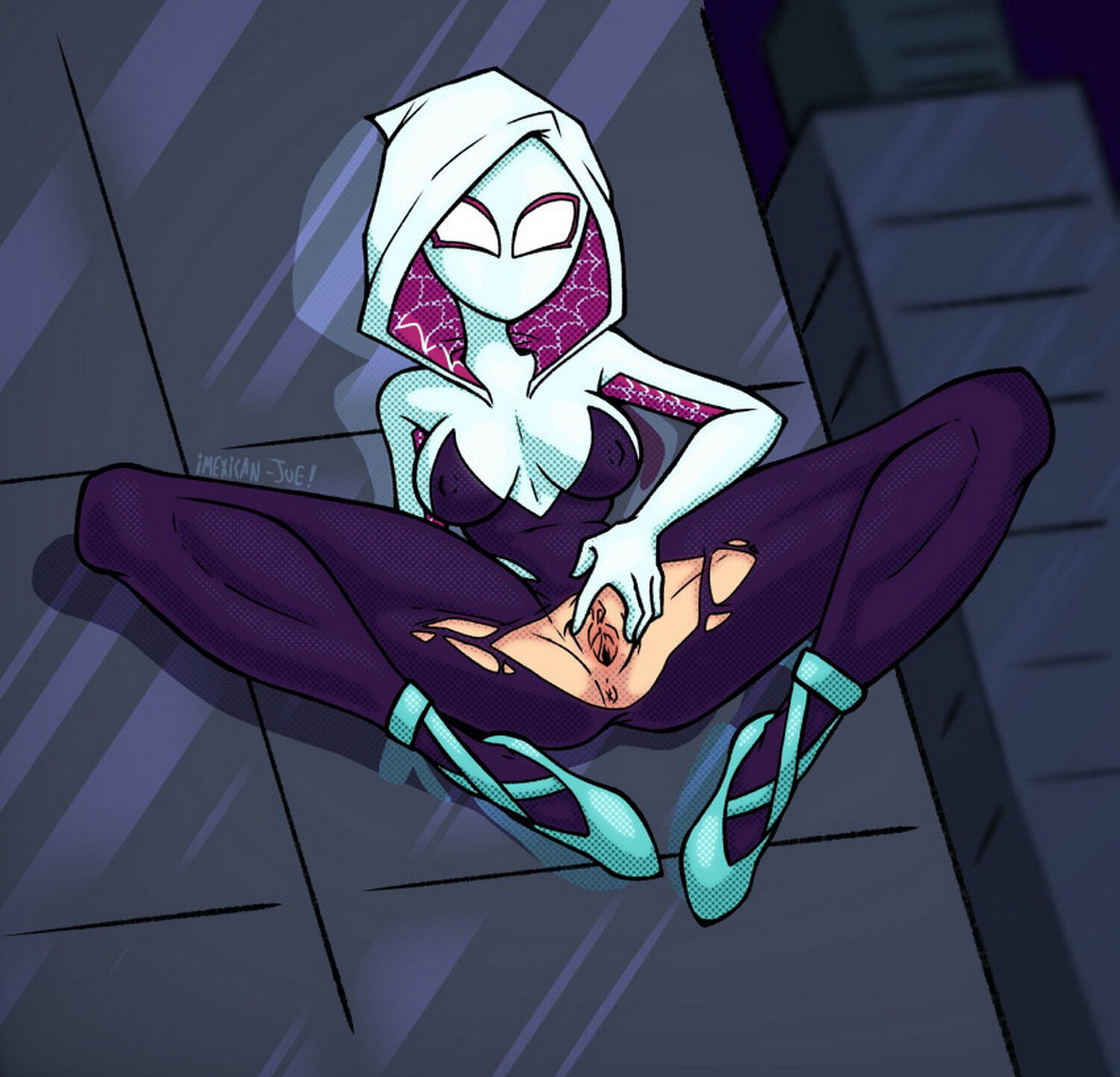 Spider-Gwen Vagina Boobs Tits Female Only Solo Spreading Pussy