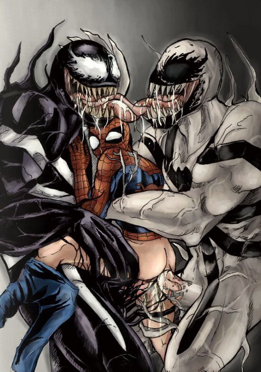 Spider-Man and Eddie Brock Double Penetration Yaoi Penetration