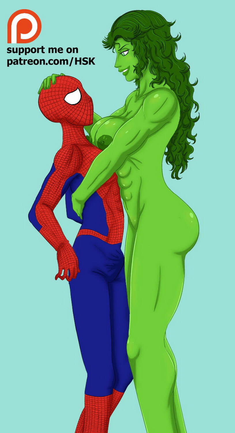 Spider-Man and She-Hulk Superheroine Naked Pussy Fat Ass Superhero