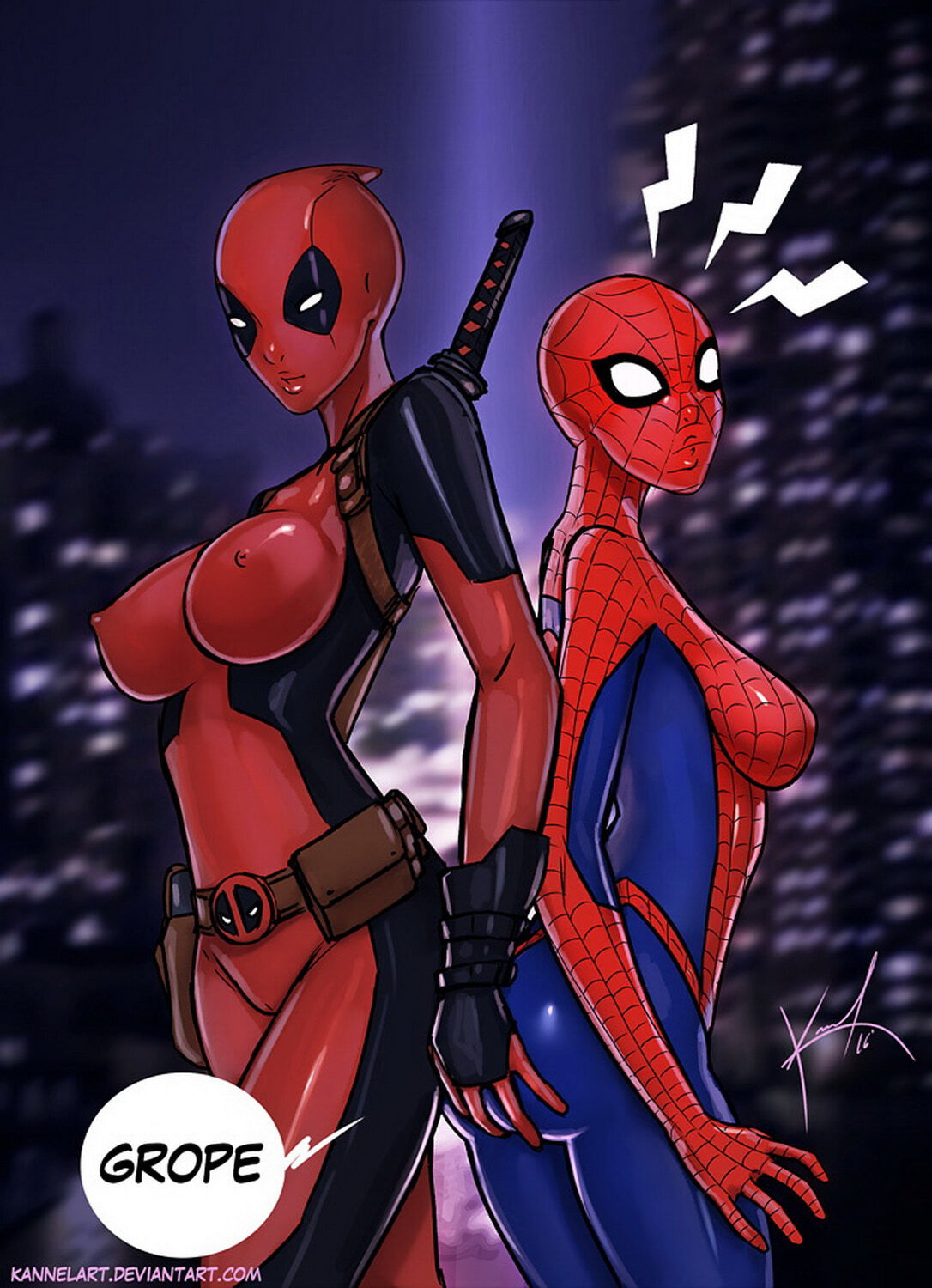 Spider-Man and Spider-Woman Female Only Thick Ass Erect Nipples