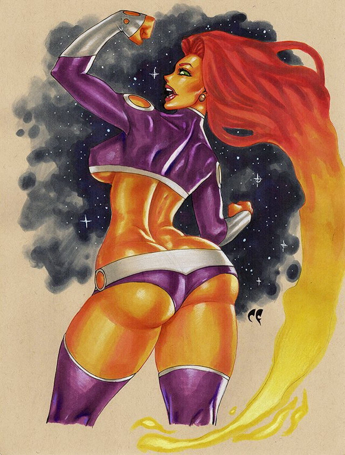 Starfire and Koriand’R Female Only Posing Erect Nipples Alien