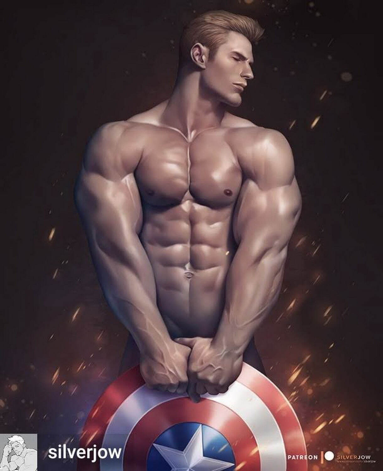 Steve Rogers and Chris Evans Superhero Muscular Solo Male Solo