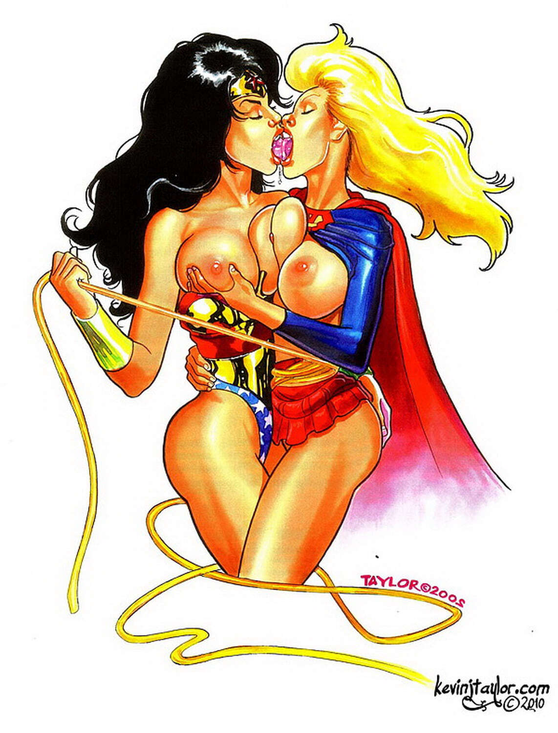 Supergirl and Wonder Woman Nipples Blonde Tits Erect Nipples Yuri