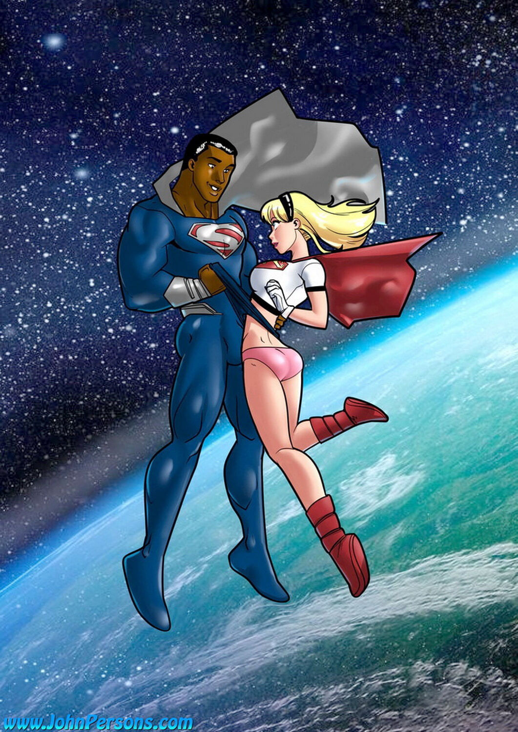 Superman and Calvin Ellis Interracial Panties Blonde Big Breast