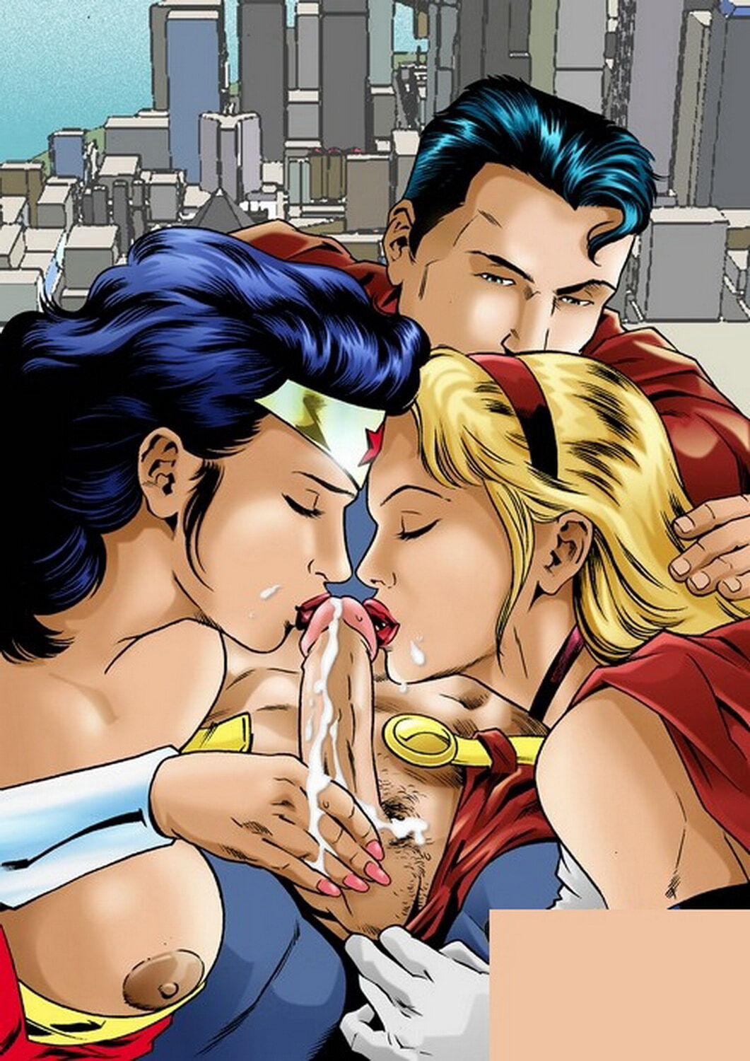 Superman and Kal-El Blowjob Threesome Cum