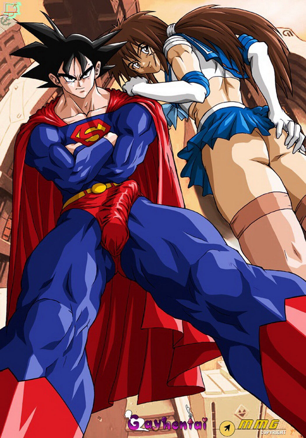Superman and Son Goku Stockings Erect Penis Huge Cock Penis Muscular