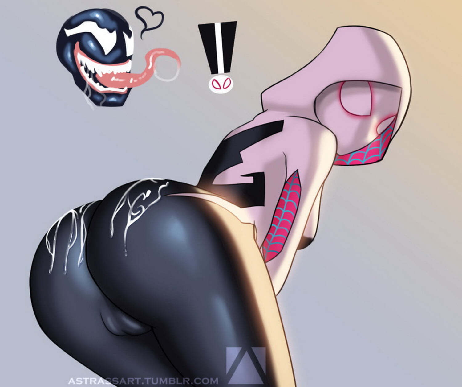 Symbiote and Gwen Stacy Cum Cum On Back
