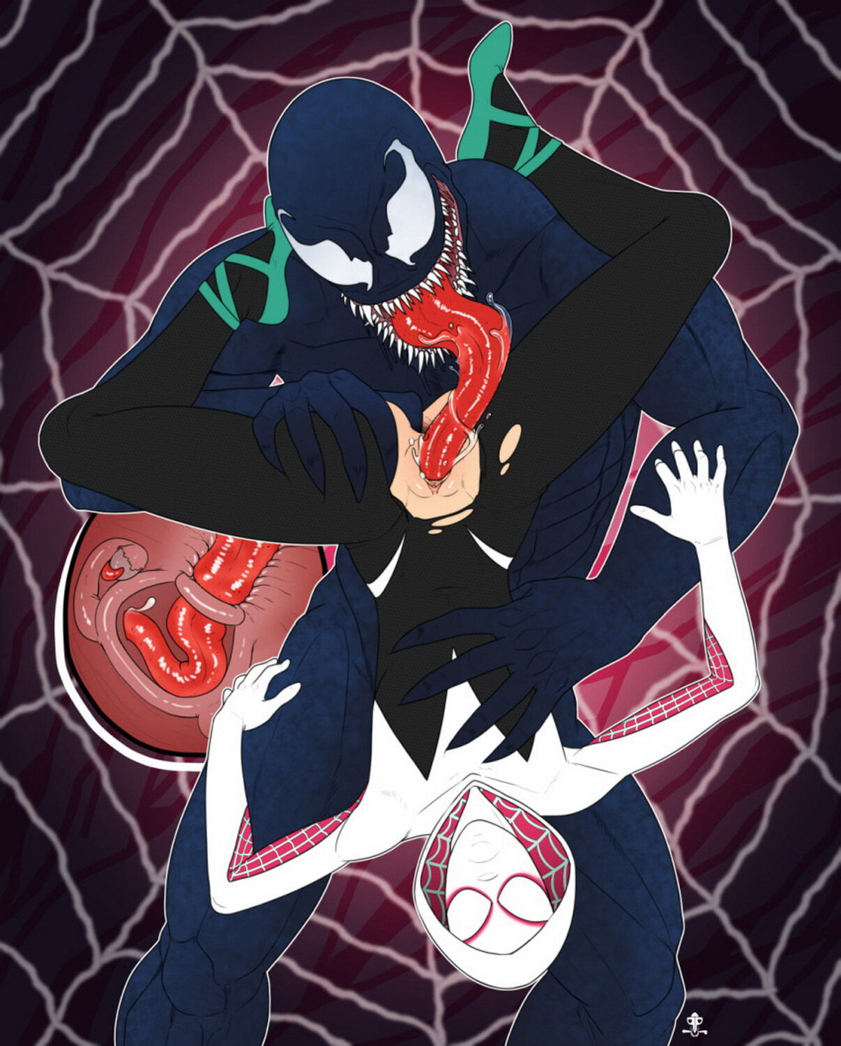Venom and Spider-Gwen Cunnilingus Alien Anal Fingering Penetration