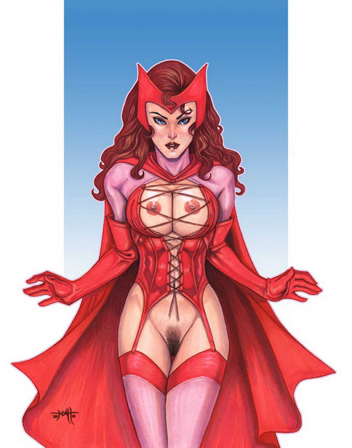 Wanda Maximoff and Scarlet Witch Nude Female Only Nipples Solo