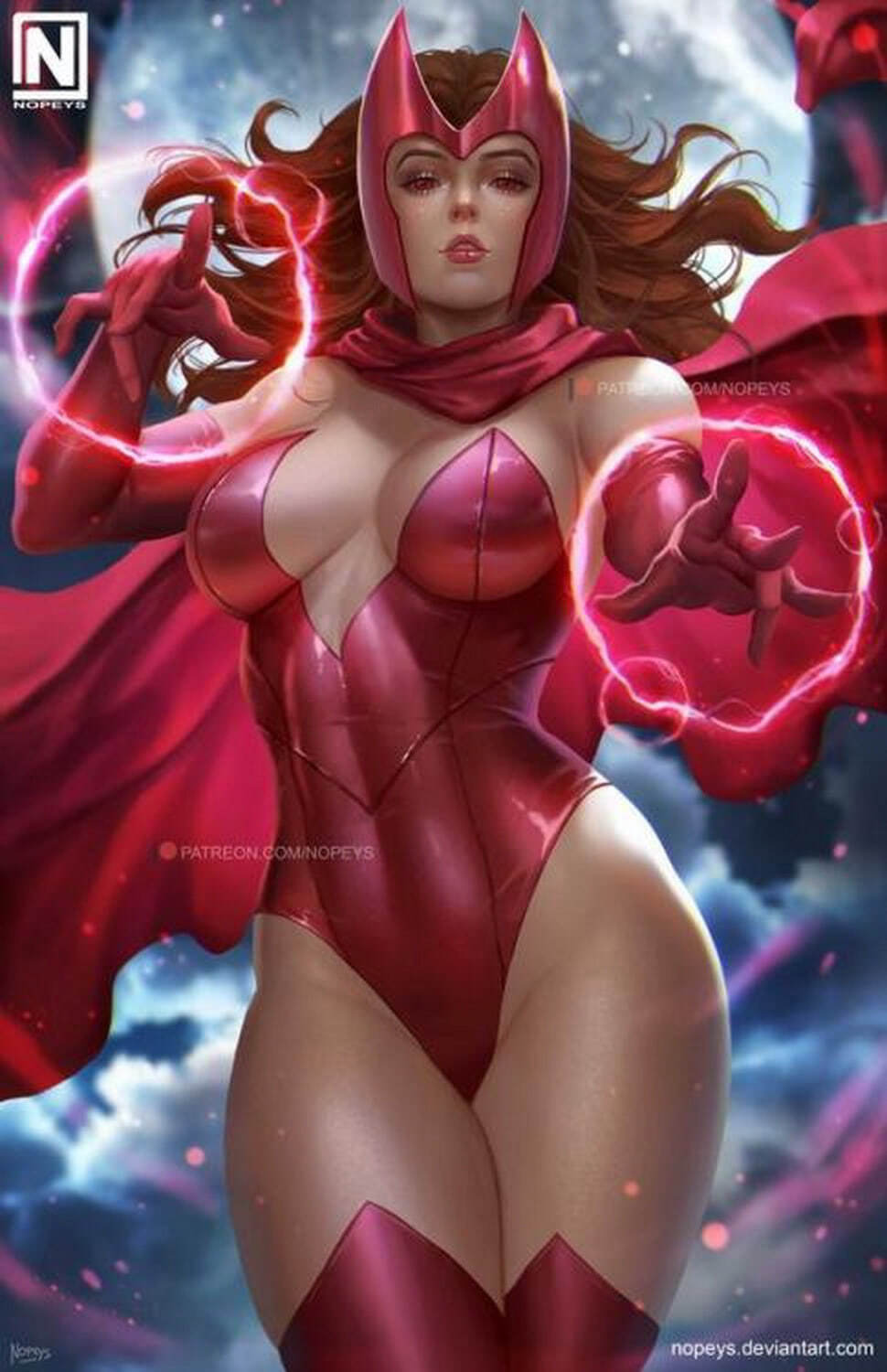 Wanda Maximoff and Scarlet Witch Solo Superheroine Big Breast